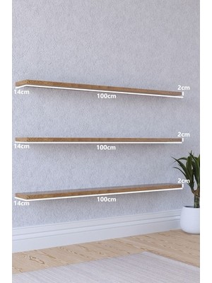 yankı-byeg 100 cm 3lü Safir Meşe Mdf Uçan Duvar Rafı Gizli Bağlantı Kitaplık
