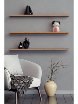 Yankı-Byeg 80 cm 3'lü Safir Meşe MDF Duvar Rafı Gizli Bağlantı ile Modern Kitaplık