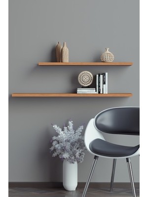 yankı-byeg 80 cm 60 cm 2li Safir Meşe Mdf Uçan Duvar Rafı Gizli Bağlantı Kitaplık
