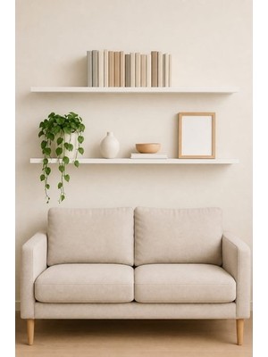 yankı-byeg 120 cm 2li Mat Beyaz Mdf Gizli Montaj Ahşap Duvar Rafı Uçan Raf Kitaplık