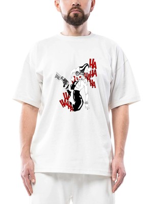 Z zepplin Harley Quinn Bang Oversize Beyaz Tişört