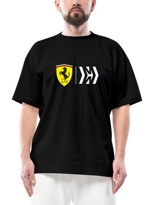 Z zepplin Scuderia Ferrari Mission Oversize Siyah Tişört
