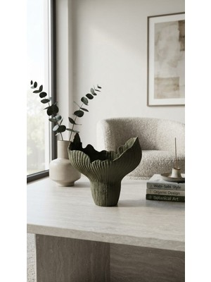 Hisconcept Modern Tasarım 3D Baskı Organik Form Dekoratif Vazo 18 cm - Wabi-Sabi Tarzı Salon Masa Üstü Saksı ve Ev Dekorasyon Aksesuarı