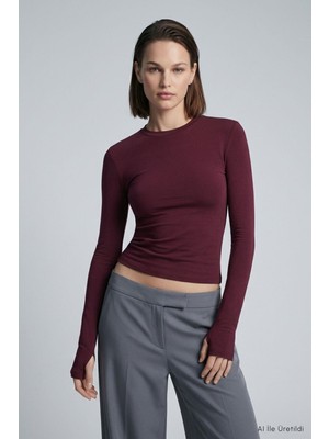 Rays Bisiklet Yaka Parmak Geçirmeli Penye Body 911 Bordo