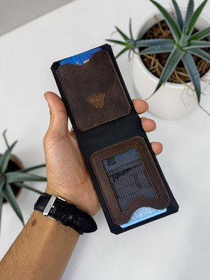 Bee Black %100 Hakiki Deri Clark Model Erkek Cüzdan - Mıknatıslı Şık Minimalist Cüzdan