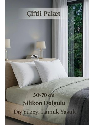 Marvielle Slikon Dolgulu Pamuklu Yumuşak Dokulu 2 Adet 50 x 70 cm - Yastık