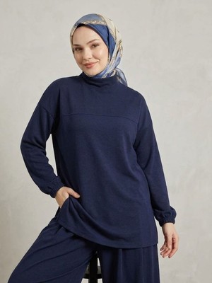 Foremia Ön Roba Detay Şalvarlı Takım-Lacivert -