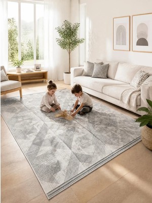 Biyikli Piyade %100 Pamuk Dokuma Halı Örtüsü 200x300 cm (6m²) - Çift Taraflı Kullanım Gri Antrasit