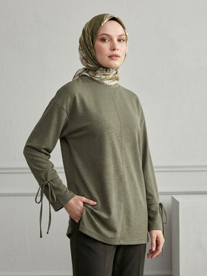 Miostil Kol Biye Detay Pike Tunik-Haki
