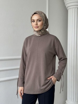 Miostil Kol Biye Detay Pike Tunik-Açık Kahve