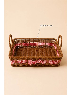 Tutku Hasır Dikdörtgen Sepet 2 Adet (33×23×7 Cm) x (28X19X7 Cm)