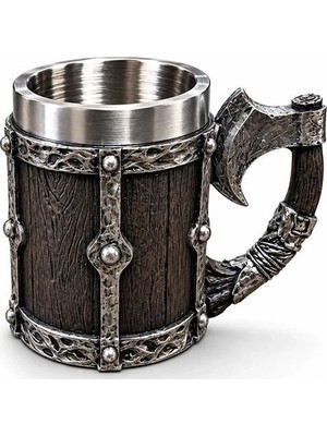 Hace Bazaar Viking Balta Kulplu 3D Paslanmaz Çelik Kupa Bardak ALK6263 -Hcb