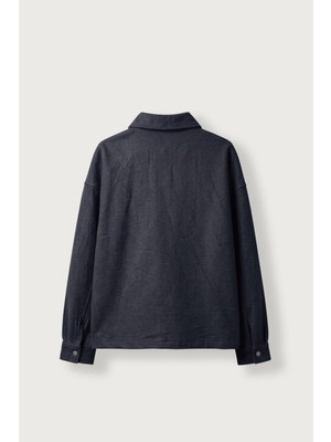 Abluka Online Erkek Boxy Fit Basic Nakışlı Polo Yaka Sweatshirt Lacivert