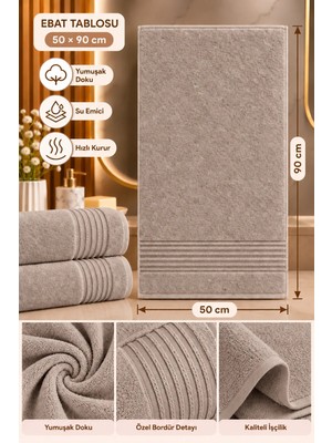 Softtowel 2'li 100%  Pamuk  Bordürlü Yüz Havlusu 50X90 cm Yüksek Su Emici Banyo El Yüz Havlusu