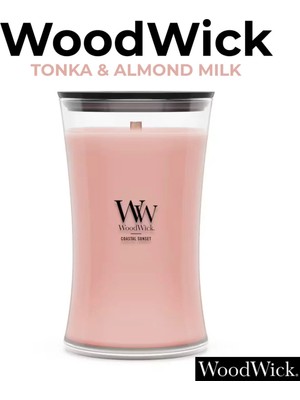 Woodwick Coastal Sunset Kokulu Mum - 610 G (21.5 Oz) - Ahşap Fitilli Hindistan Cevizi Aromalı Büyük Hourglass (Kumsaati) Mum