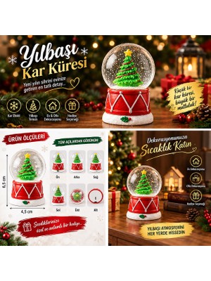 Kesene 2027 Yeni Yıl Noel Çam Ağacı Temalı Işıklı Kar Küresi Yılbaşı Hediyesi 6.5 cm