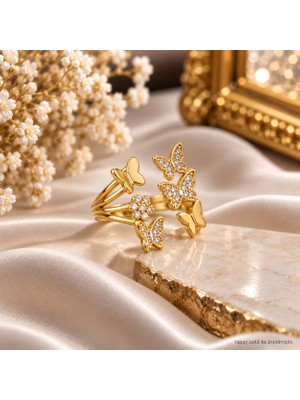 Terragolds Gold Renk Metal Kelebek Model Kadın Yüzük