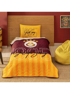 Taç Taraftar Lisanslı Pamuklu Tek Kişilik Yatak Örtüsü Seti (160X230)-GALATASARAY 1905
