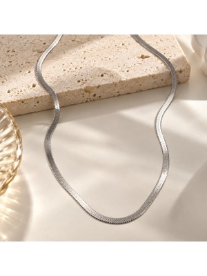 Terragolds 316L Çelik Silver Renk 45 cm Italyan Zincir Model Kadın Kolye
