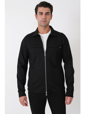 Efor Comfort Fit Yan Cepli Fermuarlı Siyah Mont mt 185