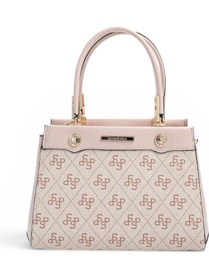 Silver Polo Pembe - Pudra Monogram Kadın El Çantası SP1292