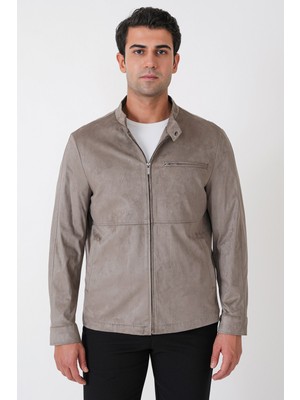 Efor Slim Fit Yan Cepli Hakim Yaka Taş Süet Mont mt 187