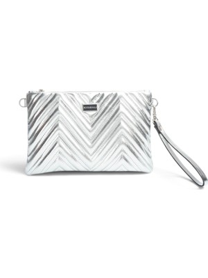 Silver & Polo Silver Polo Gümüş - Gümüş Kapitone V Kadın Portföy ve Clutch El Çantası SP1250