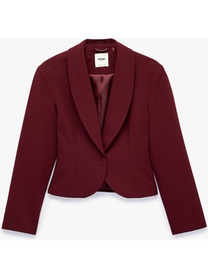 Koton Düğmeli Geniş Yaka Uzun Kollu Crop Blazer Ceket