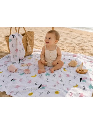 Str Store MINORA%100 Pamuk Müslin Bebek Örtüsü – Çok Amaçlı Müslin Battaniye - 100 x 100 cm (Beyaz-Pembe-Turkuaz-Sarı)