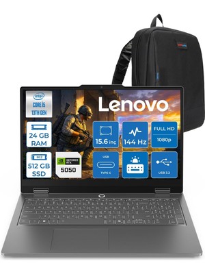 Neva Home Loq Essential 15IRX11 Intel Core I5 13450HX 24GB 512GB SSD 8GB/RTX5050/65W 15.6" Fhd (1920X1080) IPS 300NITS 144Hz Windows 11 Home Gaming Bilgisayar 83SC000QTRH05 + Zettaçanta