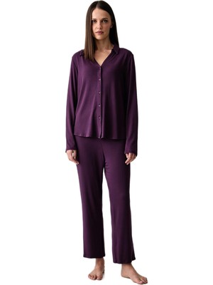 Calvin Klein Kadın Mor Pijama Takım LV00QS7659