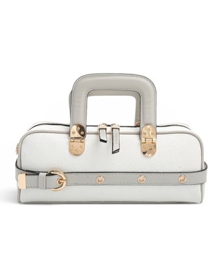 Silver & Polo Silver Polo Beyaz - A.gri Logolu Kadın El Çantası SP1258