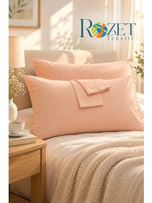 Rozet Tekstil Bej Yastık Kılıfı Pamuk Kumaş Kapaklı (2 Adet) 50  x  70  cm