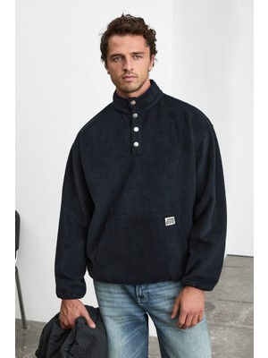 Grimelange Glaıms Erkek Dik Yakalı Siyah Sweatshirt