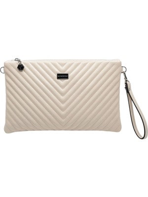 Silver & Polo Silver Polo Crash Bej Kapitone V Kadın Portföy ve Clutch El Çantası SP1034