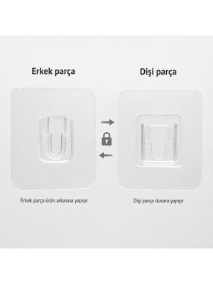 Neva Home 10 Adet Set Şeffaf Çift Taraflı Yapışkanlı Geçmeli Sabitleme Klipsi, Delmeden Montaj Eşya Sabitleme Aparatı, Duvar ve Dolap Için Çok Amaçlı Askı Aparatı