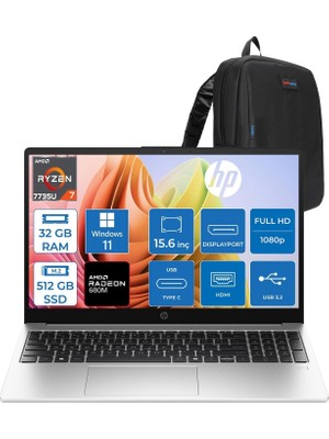 Neva Home 255R G10 Amd Ryzen™ 7 7735U 32GB Ddr5 512GB SSD 15.6" Inch Intel® Grafik Gpu Fhd (1920 x 1080), Ips, 300NIT WIN11HOME Taşınabilir Bilgisayar D30M1ETH12+ZETTAÇANTA