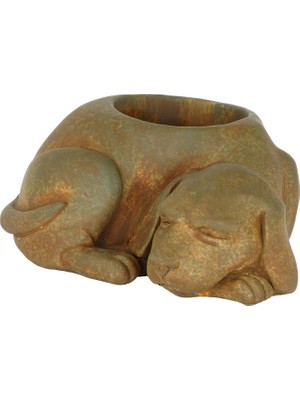 Neva Home Classic Home And Garden Çimento Arkadaşları Drenaj Delikli Iç Mekan Dış Mekan Saksı, Uyuyan Köpek, Küçük, Pas Kahverengi, 7 Inç