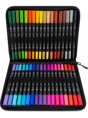 Prime Life 36'lı Keçeli Kalem Seti - Çift Uçlu Profesyonel Marker Kalem Çizim ve Boya Kalemi Seti Fırça Uçlu ve 0.4 mm Fine Uçlu Profesyonel Sanat Boyama Çizim ve Bullet Journal Kalemi (Siyah Çantalı)
