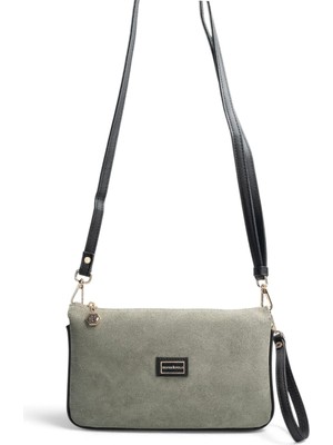 Silver Polo Life Yeşil - Siyah Süet Kadın Çapraz Çanta SP1291