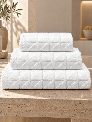 Neşe Home Collection Emma 3'lü Banyo Havlusu Seti Beyaz