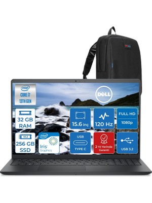 Prime Life Vostro 3530 Intel Core I7-1355U 32GB 256GB SSD Intel Iris Xe 15.6 Inç 120Hz Fhd 1920X1080 Freedos Taşınabilir Bilgisayar N1601PVNB3530F11+ZETTAÇANTA
