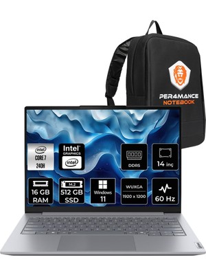 Prime Life Thinkbook 14 G8 Intel Core 7 240H 16GB 512GB SSD 14" Wuxga W11H Dizüstü Bilgisayar & Çanta