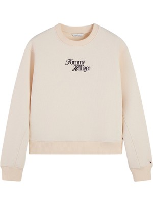 Tommy Hilfiger Scrıpt Regular C-Nk Swt Kadın Bej Sweatshirt - WW0WW51598