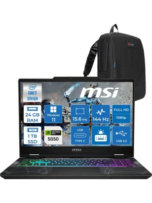Prime Life Msı Cyborg 15 Intel Core I7 13620H 24GB Ddr5 1tb SSD RTX5050 Gddr7 8gb Windows 11 Home 15.6" Fullhd (1920X1080) 144HZ IPS Taşınabilir Bilgisayar B13WEKG613XTRH08 + Zetta Çanta