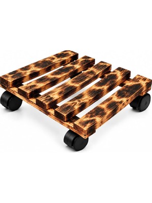 Prime Life Turtle 360 Döner Tekerlekli Ahşap Taşıma Altlığı, Damacana, Saksı, Su Sebili ve Koli Standı, 50 kg Kapasiteli Tekerlekli Ahşap Sehpa, Doğal Çam Ağacı, Isıl Işlem Görmüş Malzeme, 30 cm