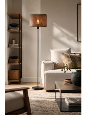 Lumen İstanbul Lantis Modern Dekoratif Siyah Metal Gövdeli Lambader