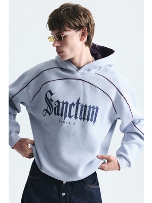 Vamos Boxy Fit Baskılı Kapüşonlu Sweatshirt