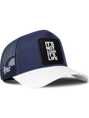 BlackBörk It's Not A Game It's Life Logolu Cordura Beyaz-Lacivert Trucker Şapka