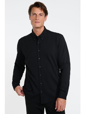 Altınyıldız Classics Pamuklu Slim Fit Dar Kesim Düğmeli Yaka Örme Gömlek